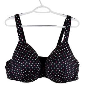 Catherine's Intimates White Pink Hearts Underwire Bra 46C